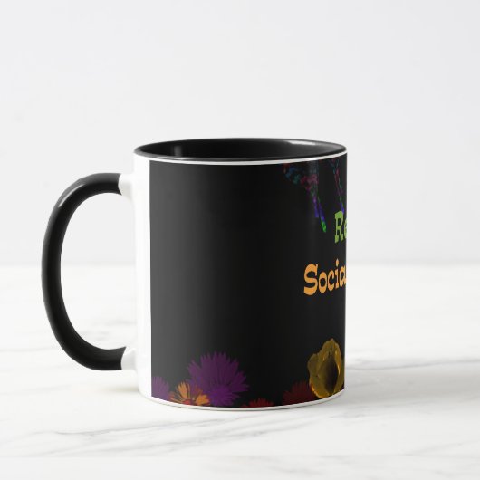 Mug Travailleur social à la retraite, conception flora (Gauche)