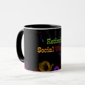 Mug Travailleur social à la retraite, conception flora (Devant gauche)