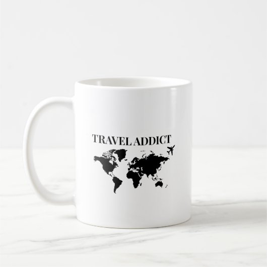 Mug Travel addict - world travel gift (Gauche)