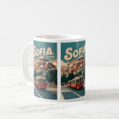 Mug Travel Sofia, bulgarie cadeaux vintages ville tram (Devant gauche)