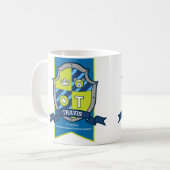 Mug Travis lettre T heraldry vert nom bleu (Devant gauche)