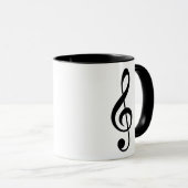 Mug Treble Clef Music Note Noir et blanc (Devant droit)