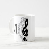 Mug treble clef musique note musicien monogramme (Devant gauche)