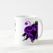 Mug Treble et Bass Clef Musical Coeur pourpre (Devant droit)
