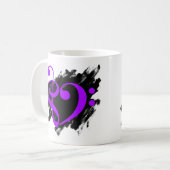 Mug Treble et Bass Clef Musical Coeur pourpre (Devant gauche)