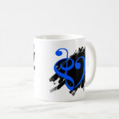 Mug Treble et Bass Clef Musical Heart Royal Blue (Devant droit)