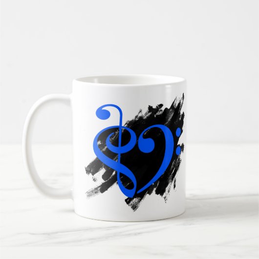 Mug Treble et Bass Clef Musical Heart Royal Blue (Gauche)