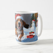 Mug Treeing Walker Coonhound neige avec chapeau de Noë (Devant droit)