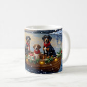 Mug Treeing Walker Coonhound Noël Bateau Vacances (Devant droit)