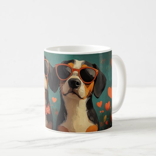 Mug Treeing Walker Coonhound Saint-Valentin cœur (Devant droit)