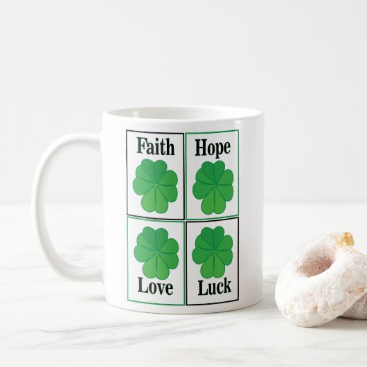 Mug Trèfle à quatre feuilles Saint-Patrick Trèfle à qu (Avec donut)