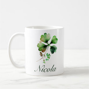 Mug Trèfle à quatre feuilles vert aquarelle Saint Patr