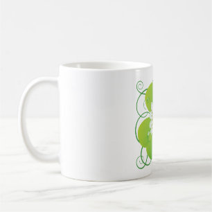 Mug Trèfle à quatre feuilles vert avec floraison blanc