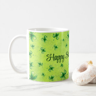 Mug Trèfle aquarelle de la Saint-Patrick sur fond vert