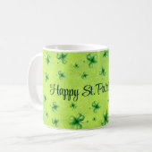 Mug Trèfle aquarelle de la Saint-Patrick sur fond vert (Devant gauche)