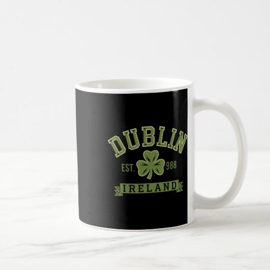 Mug Trèfle feuille celtique Dublin Irlande Établ 988 (Droite)