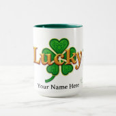 Mug Trèfle Moderne Chanceux à Motif Vert (Centre)