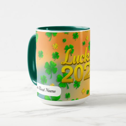 Mug Trèfle Vert Chanceux (Devant gauche)