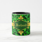 Mug Trèfles verts Irlande, Personnaliser avec nom 10 (Centre)