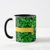 Mug Trèfles verts Irlande, Personnaliser avec nom 10 (Gauche)