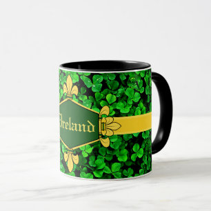 Mug Trèfles verts Irlande, Personnaliser avec nom 10