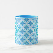 Mug Trellis bleu moderne Imprimer Texte blanc (Centre)