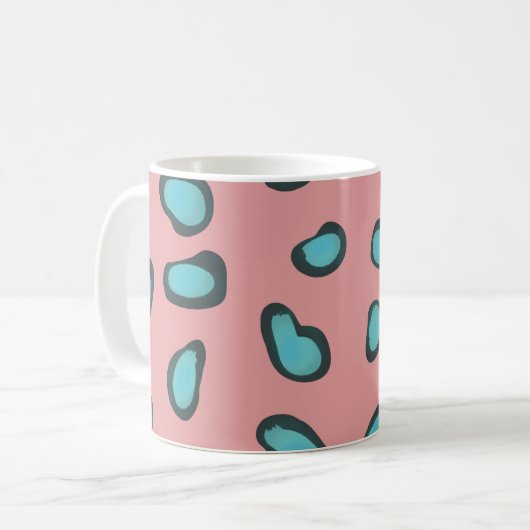 Mug Trendy Abstrait rose et Blue Leopard Spots (Devant gauche)