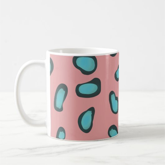 Mug Trendy Abstrait rose et Blue Leopard Spots (Gauche)