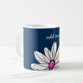 Mug Trendy Daisy Floral Illustration - navy and pink (Devant gauche)