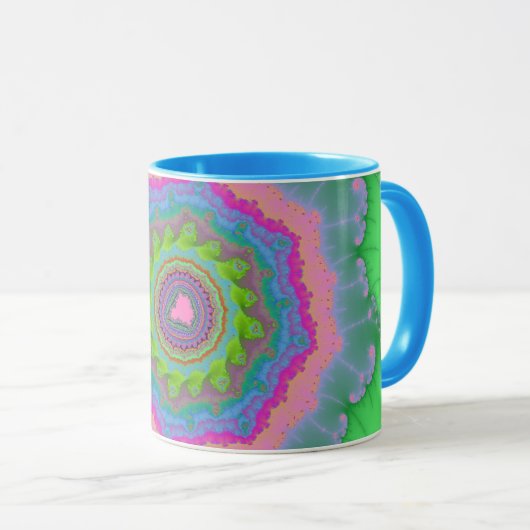 Mug Trendy Green et Peach Fractal (Devant droit)