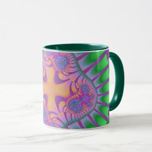Mug Trendy Green, Purple et Fractal Orange