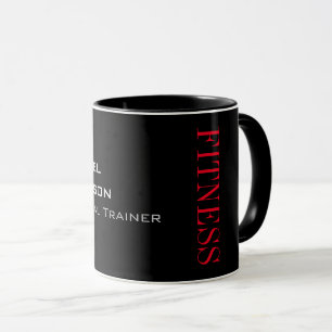 Mug Trendy Grey Black Fitness Sport Ajouter un nom