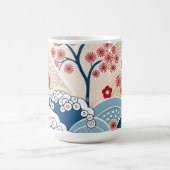 Mug Trendy Modern Japanese Wave & Sakura Pattern (Centre)