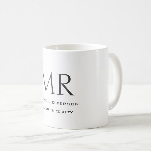 Mug Trendy Modern Monogram Plain Minimalist (Devant droit)