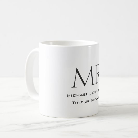 Mug Trendy Modern Monogram Plain Minimalist (Devant gauche)