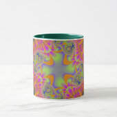 Mug Trendy Orange, Vert et Rose Fractal (Centre)