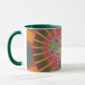 Mug Trendy Orange, Vert et Rose Fractal (Gauche)