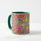 Mug Trendy Orange, Vert et Rose Fractal (Devant gauche)