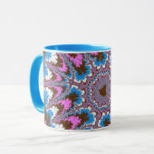 Mug Trendy rose, Brown et bleu clair fractal (Devant gauche)