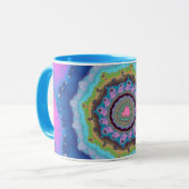 Mug Trendy rose et bleu fractal (Devant gauche)