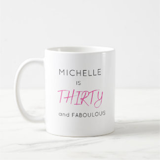 Mug Trente Ans Anniversaire Personnalisé Nom Rose Élég
