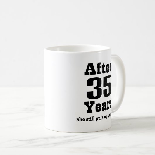 Mug trente-cinquième Anniversaire (drôle) (Devant droit)