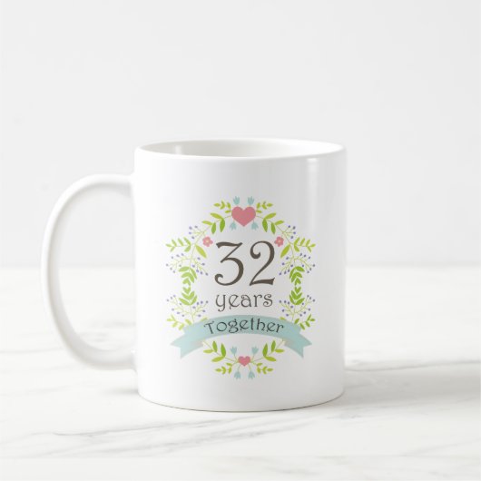 Mug trente-deuxième Boisson de souvenir d'anniversaire (Gauche)