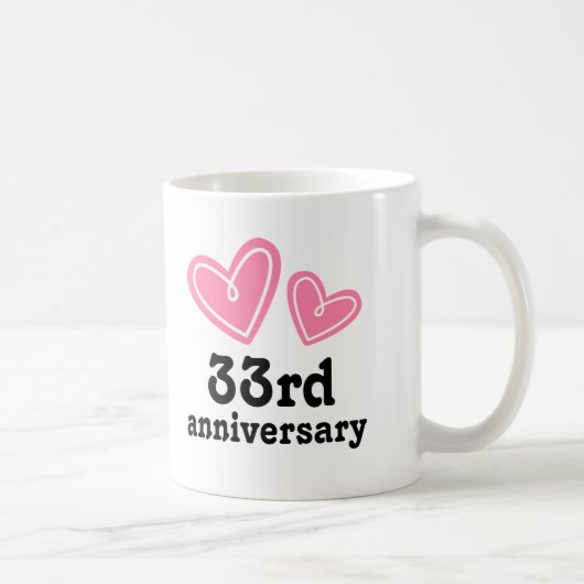 Mug trente-troisième Coeurs de cadeau d'anniversaire (Droite)