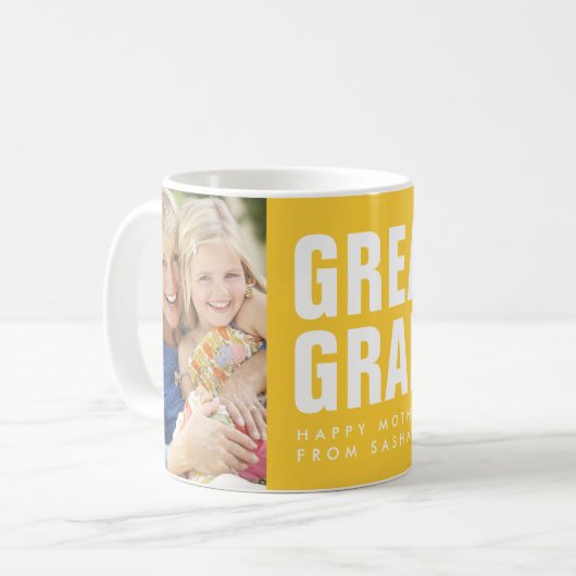 Mug Très grand. Grand-mère. Fête des mères Photo Café  (Devant gauche)