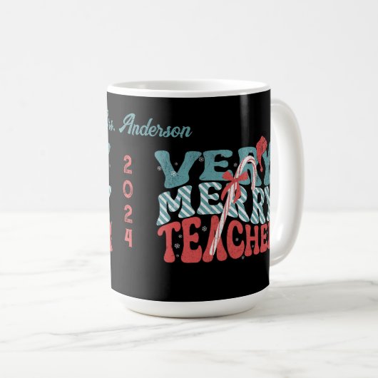 Mug Très Joyeux enseignant Noël Retro (Devant droit)