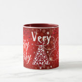 Mug Très Joyeux sapin de Noël Rouge Custom Calligraphi (Centre)