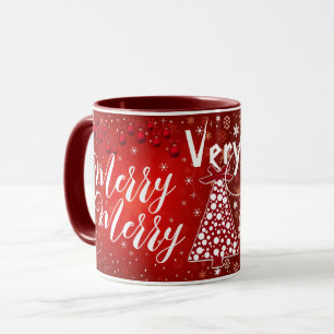 Mug Très Joyeux sapin de Noël Rouge Custom Calligraphi