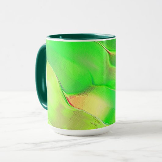 Mug Très peu sculpté dans vert vif et vieilli (Devant gauche)