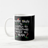 Mug Très Probable D'Écouter La Musique De Noël Famille (Gauche)